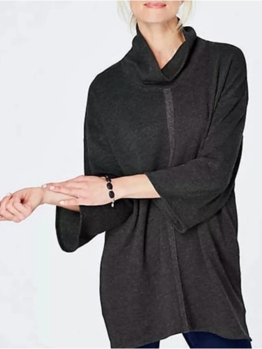 J. Jill Charcoal Grey Cowlneck Relaxed Knit Sweater